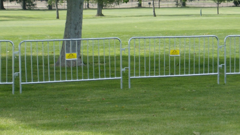 Barricade fencing in field