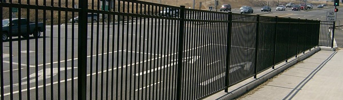 Iron fencing in road median